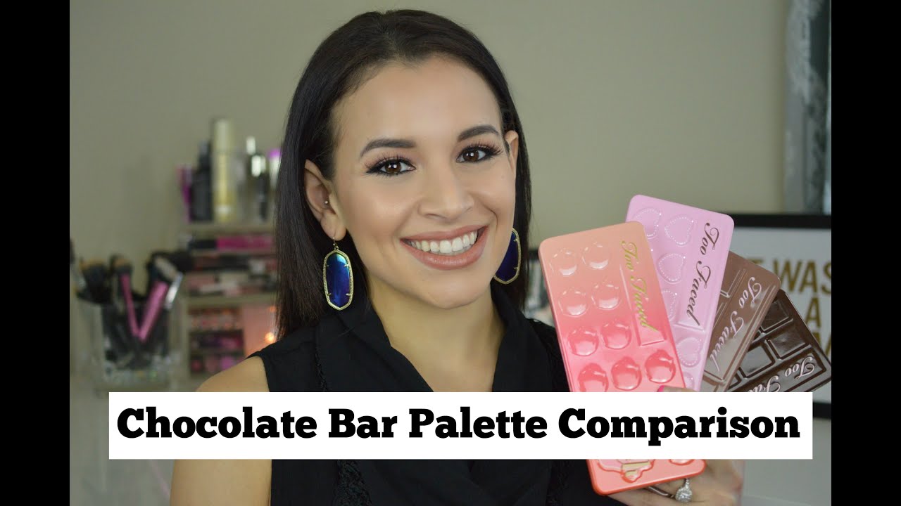 Too Faced Chocolate Bar Palette Comparison | Original, Semi Sweet, Bon Bons and Sweet Peach