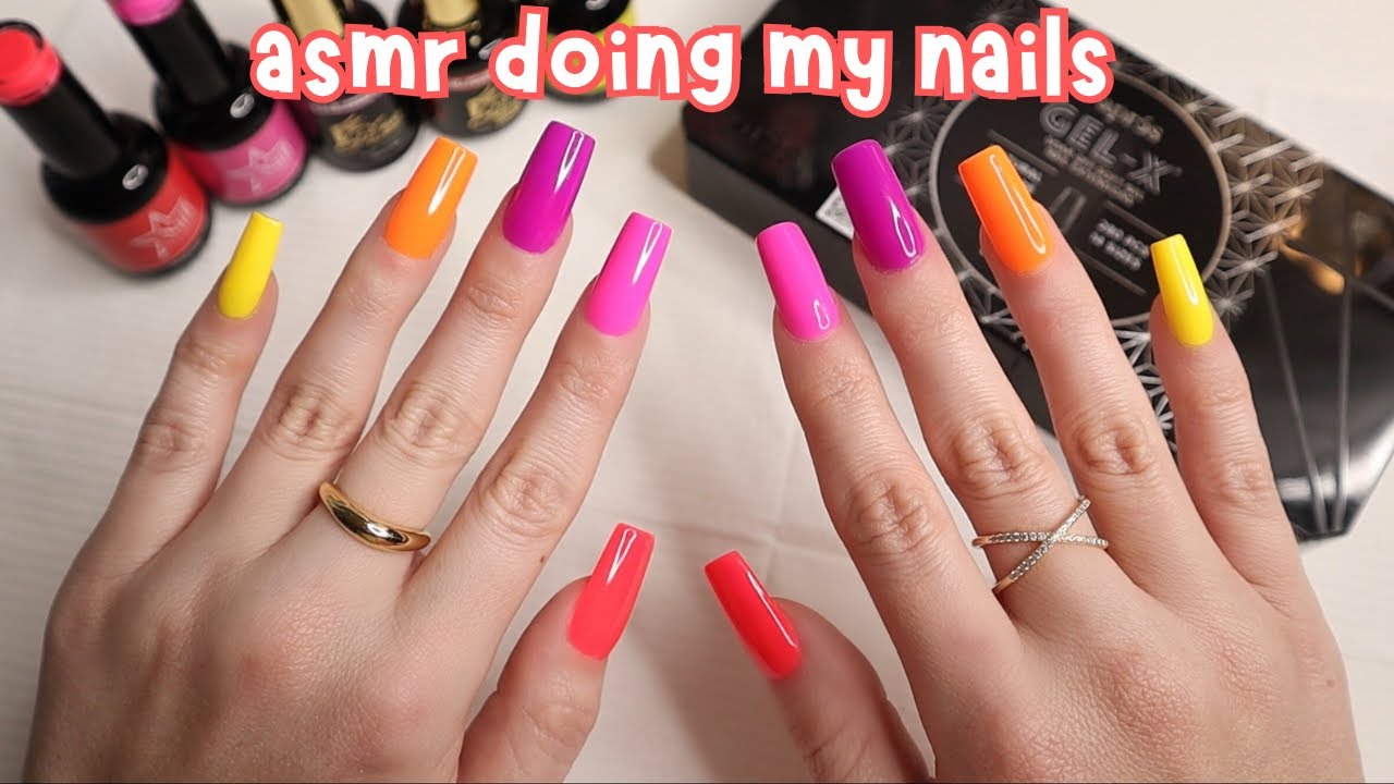 ASMR Doing My Gel X Nails | Sunrise Vibes 🌅