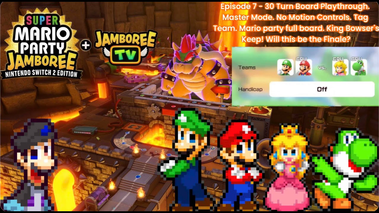Super Mario Party Jamboree 30 Turns Board Team Battle - Part 7 - King Bowser Chaos Keep Tag Terror!