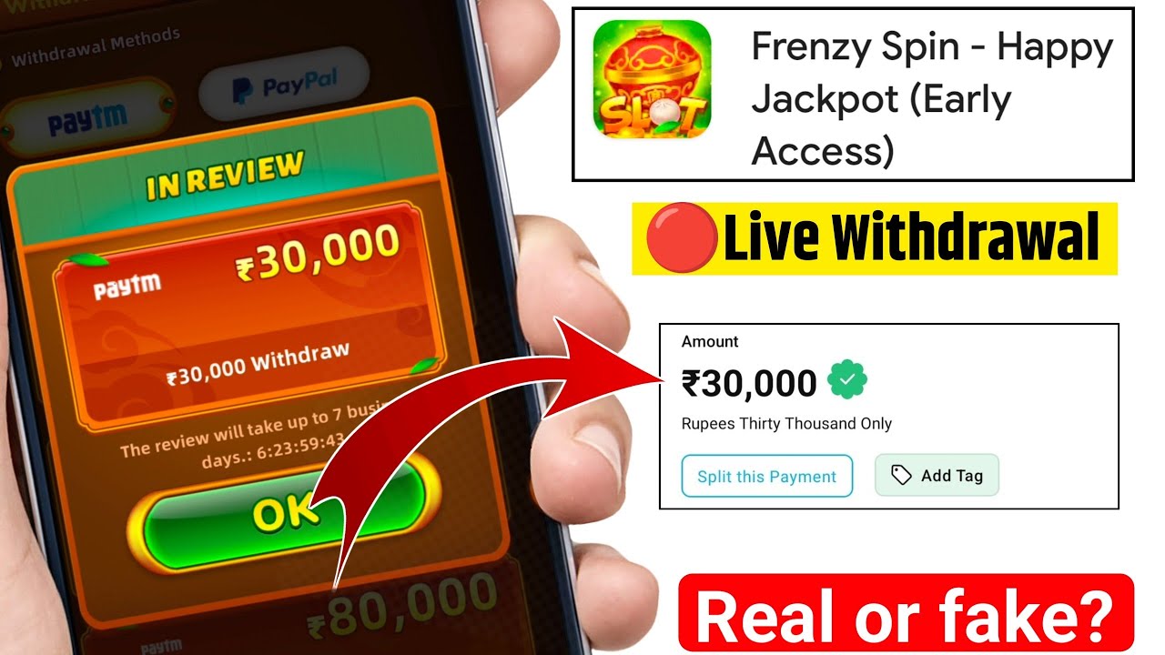 🤑🤑Frenzy Spin Happy Jackpot Real Or Fake? | Frenzy spin withdrawal proof| Paisa kaise nikale