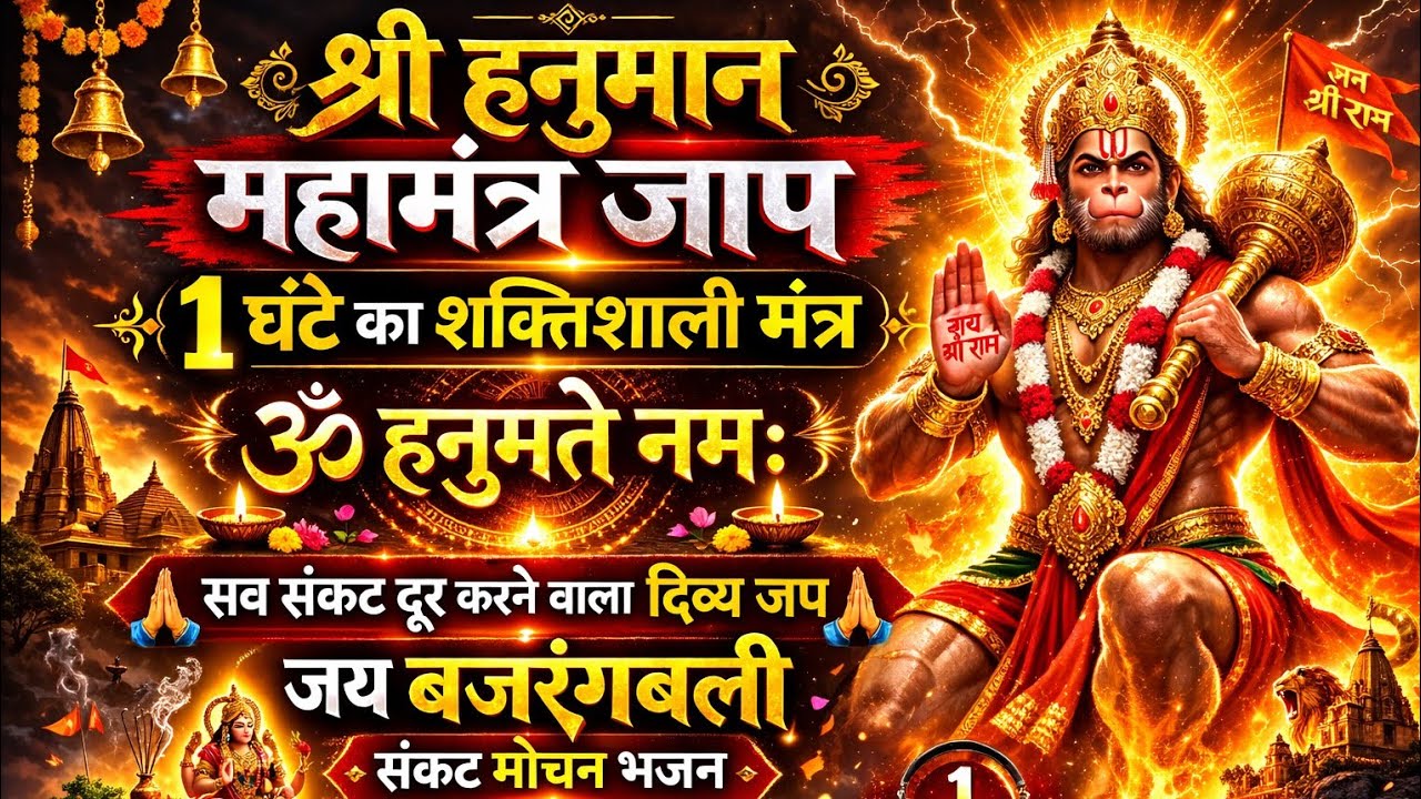 #Hindi):श्री हनुमान महामंत्र जाप 🔥 1 घंटे का शक्तिशाली मंत्र | ॐ हनुमते नमः | संकट मोचन भजन#2026