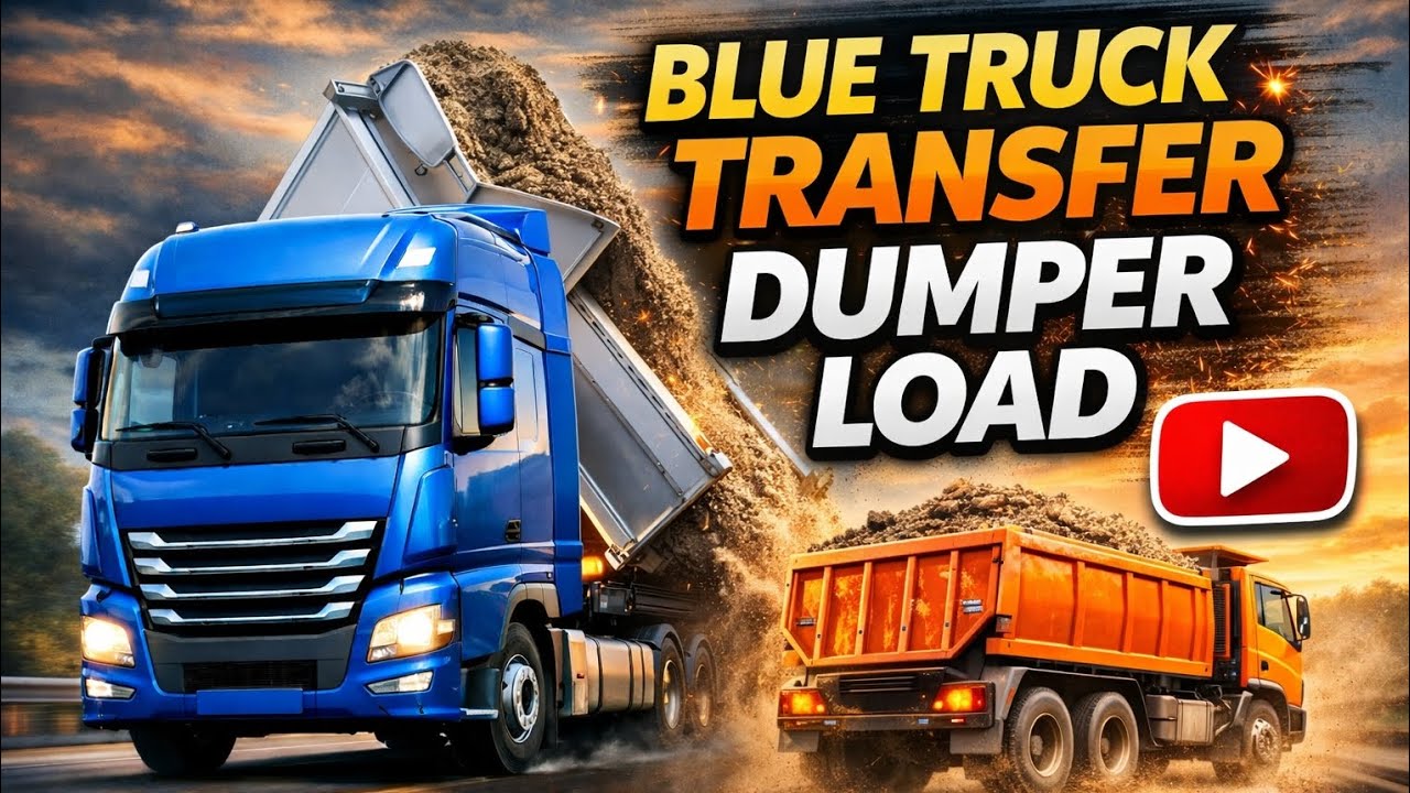 Blue Europe Cargo Truck Transferring Dumper Load | Heavy Truck Action