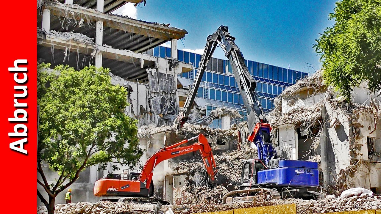 Abbruch Bürogebäude (Kiesel KMC 600 und Hitachi ZX300LCN Bagger)