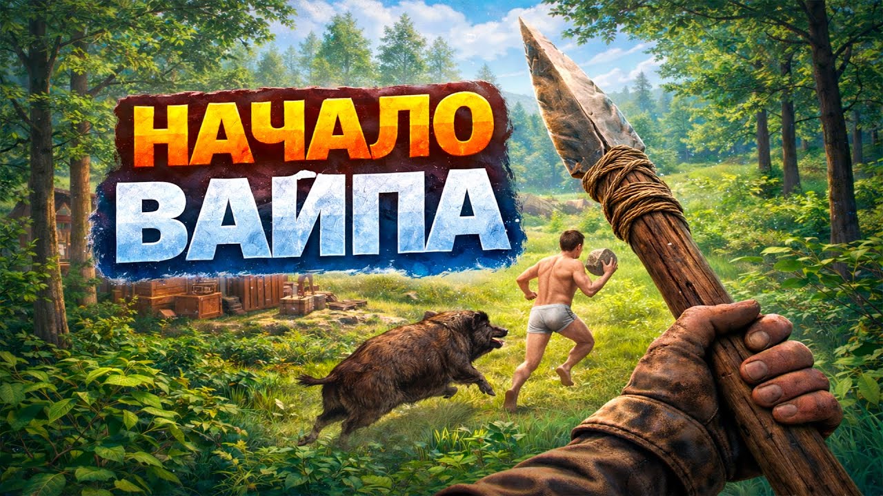 ГОЛЫЙ СТАРТ В RUST 🪨 КАБАН, КОПЬЁ И ПЕРВЫЕ МИНУТЫ ВАЙПА