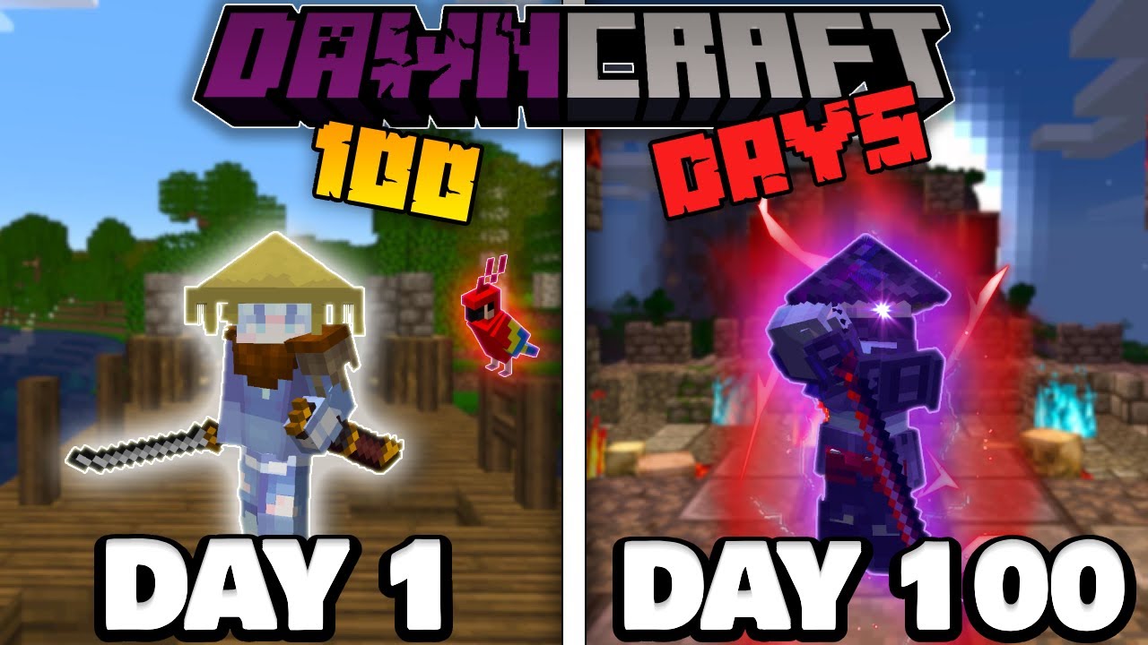 I Survived 100 Days in DawnCraft in HARDCORE Minecraft!