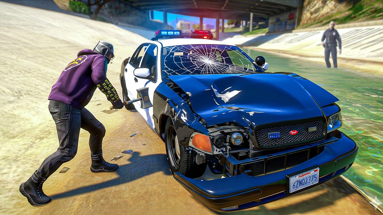 Sabotaging Police Cars In GTA 5 RP