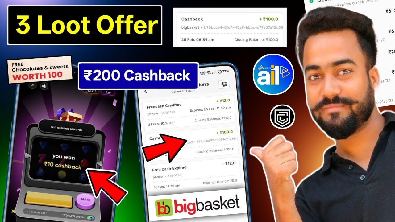 😱Big Basket ₹200 फ्री🔥Cashback | 3 Loot Offer Today | Cred Cashback Offer | Big Basket Loot Offer |