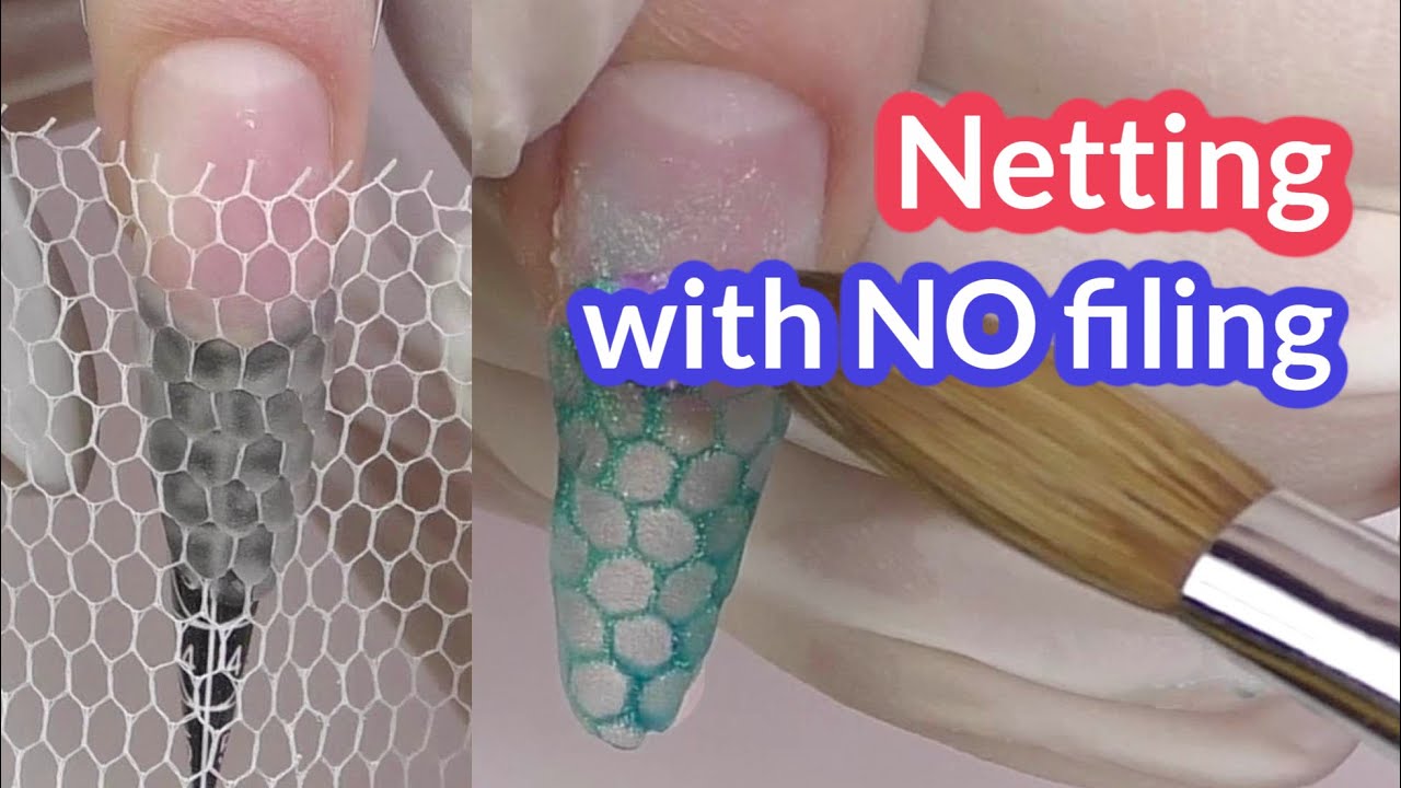 Mermaid Nail Art with Netting | Acrylic Extensions Tutorial