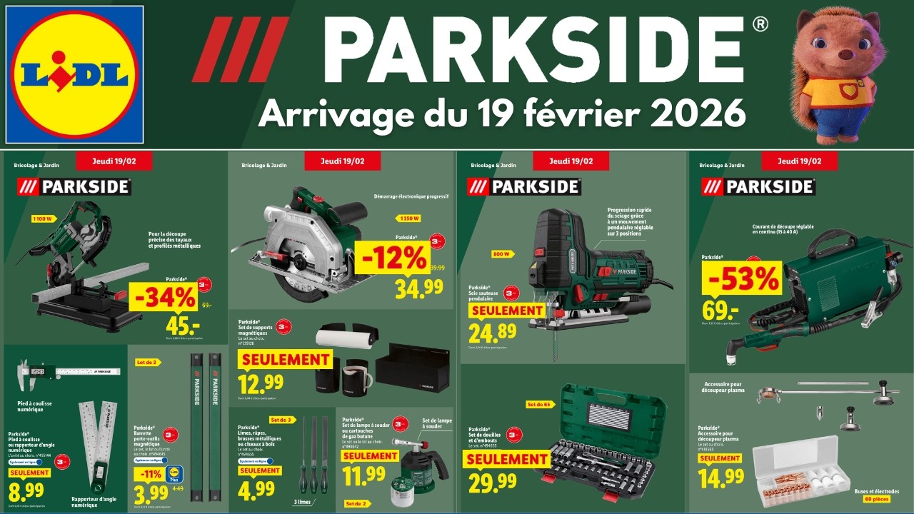catalogue LIDL parkside du jeudi 19 février 2026 ✅ Arrivage bricolage parkside performance 🔥