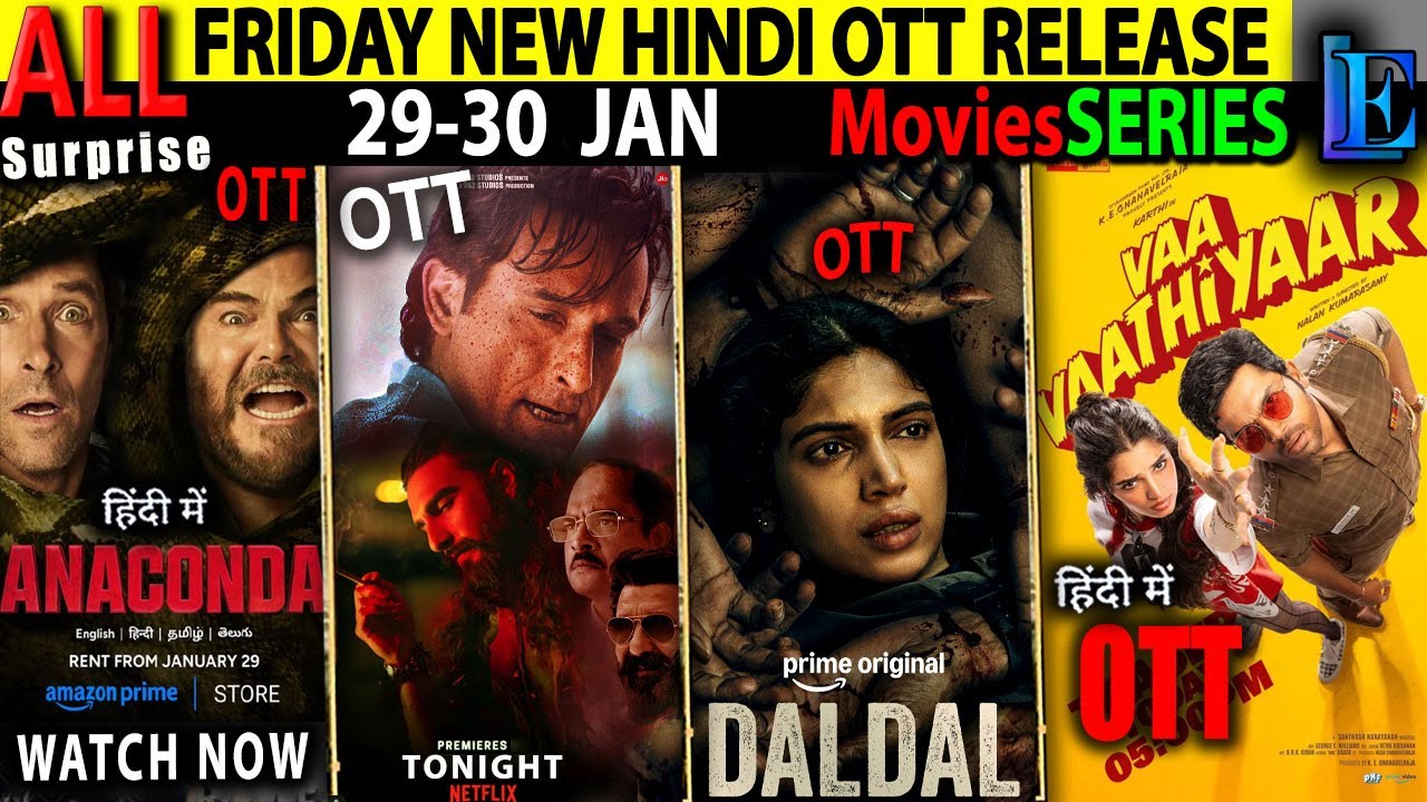 Friday OTT Hindi Release 29-30JAN l Dhurandhar, Daldal, Anaconda Hindi Mardaani3 CrimeMoviesSeries