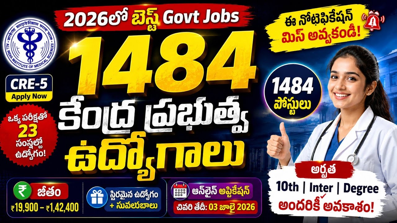 1484 Central Govt Jobs 2026 | Notification Out | 10th, Inter & Degree Eligible | Apply Now