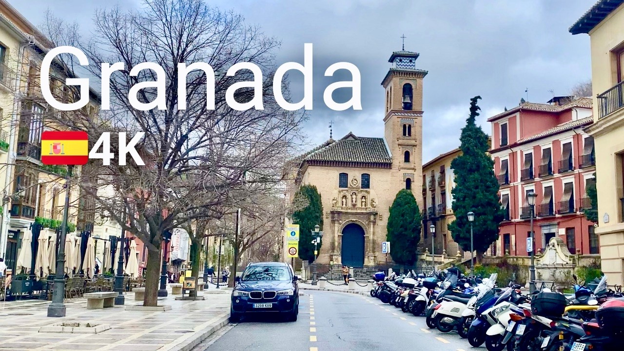 🇪🇸Granada en 4K 🌥️ Día nublado en el centro histórico | Paseo relajante