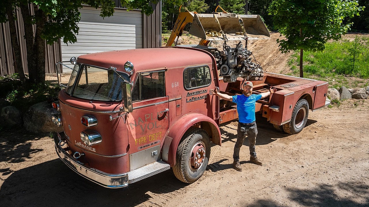 Cummins Swapping a Vintage Firetruck Toy Hauler!