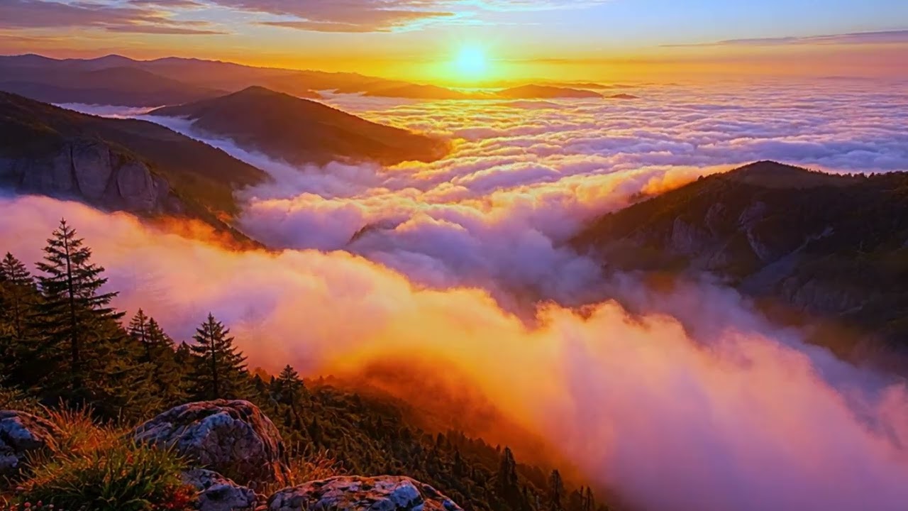 Cloud Sea at Golden Hour | Relaxing Sleep Soundscape