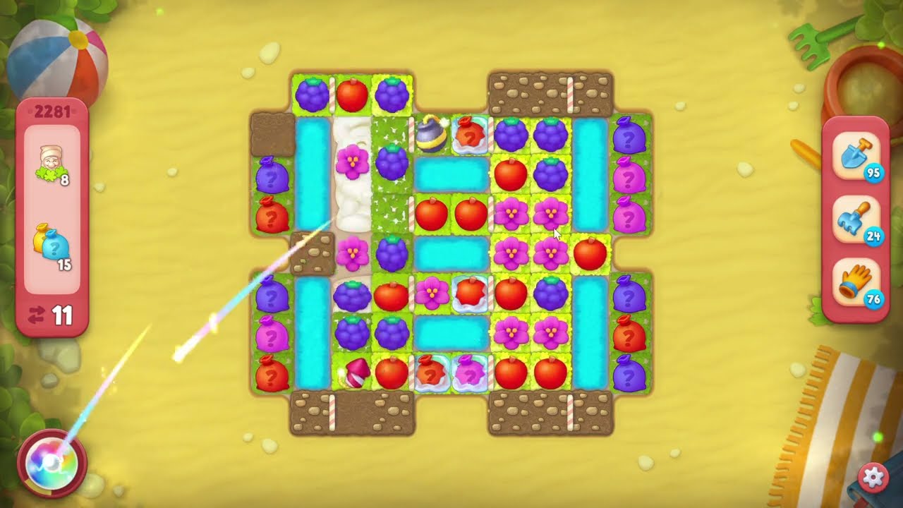 Gardenscapes 2281 Hard Level - 16 moves - NO BooSTERS