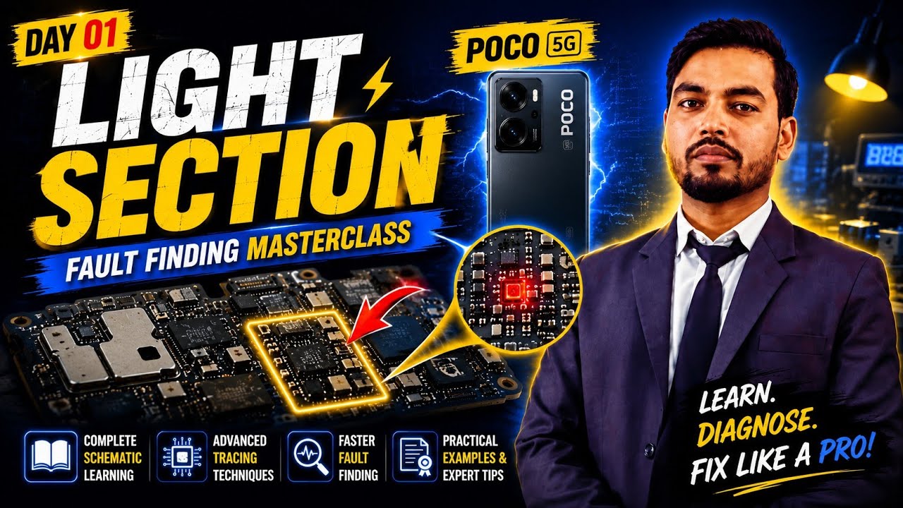 POCO 5G Light Section Fault Finding 🔥 Complete Live Repair | Mobile Repairing Course | Day 01