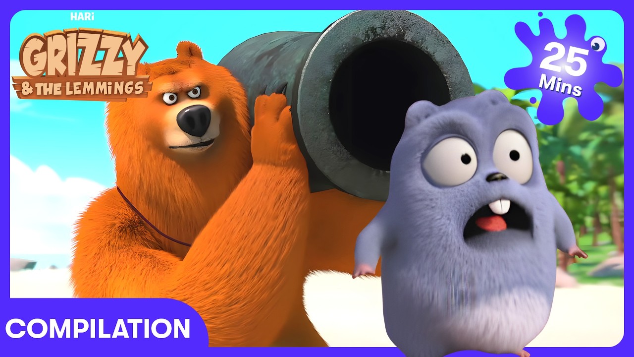 Оглянись назад! 😮🏖️ ⚠️ - Песчаные войны! | Гриззи и лемминги | WildBrain Kids