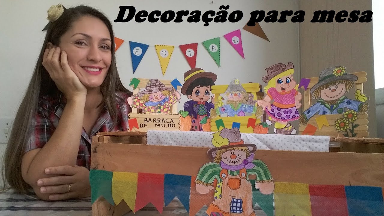 Decoração para mesa (com caixote e palito de picolé)