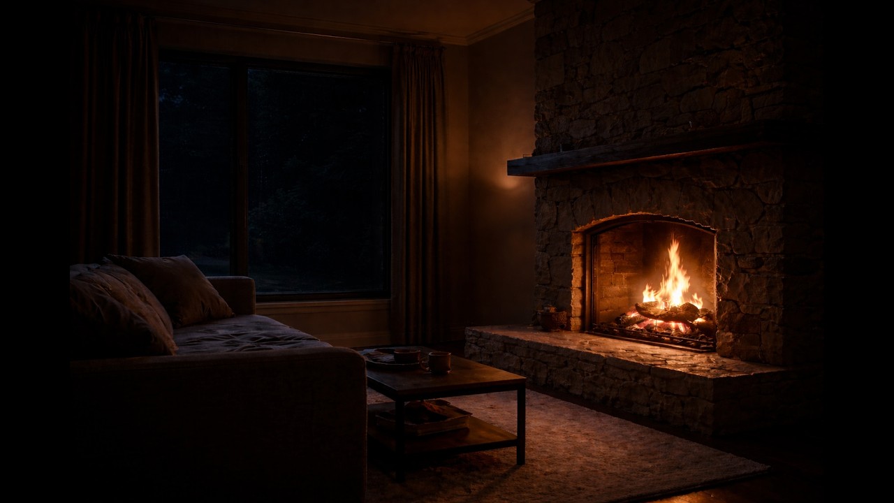 Dark Cozy Fireplace 🔥 Crackling Fire Ambience for Sleep (6 Hours)
