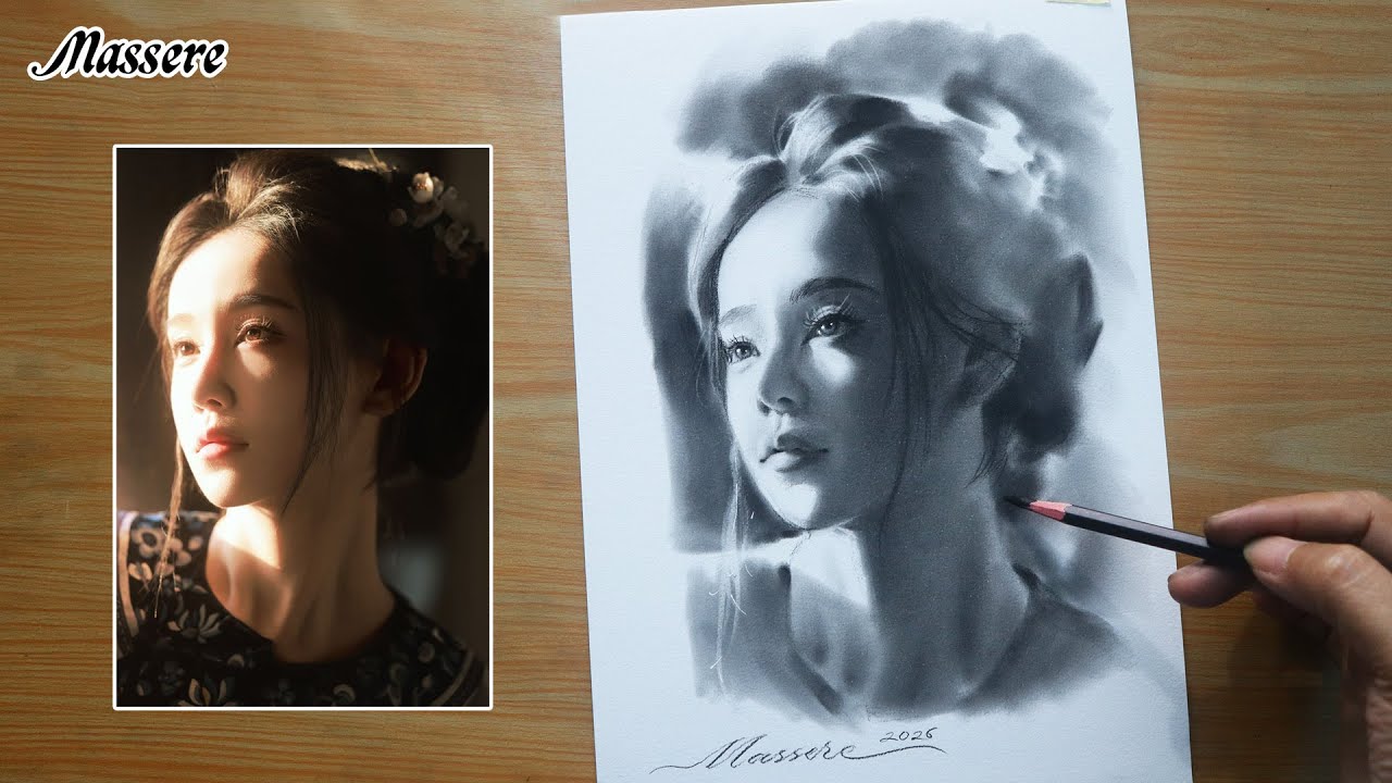 How to Draw Beautiful Art Portrait with Pencil Drawing Step by Step for Beginners
