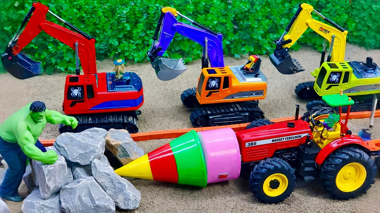 Diy tractor mini Bulldozer to making concrete road | Construction Vehicles, Road Roller #23