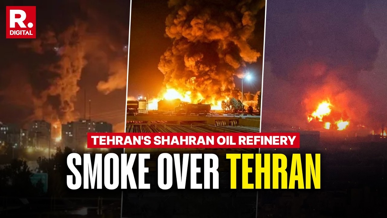 Visuals Show Thick Smoke Filling The Sky over Tehran, Reports That The Shahran Oil Refinery Was Hit