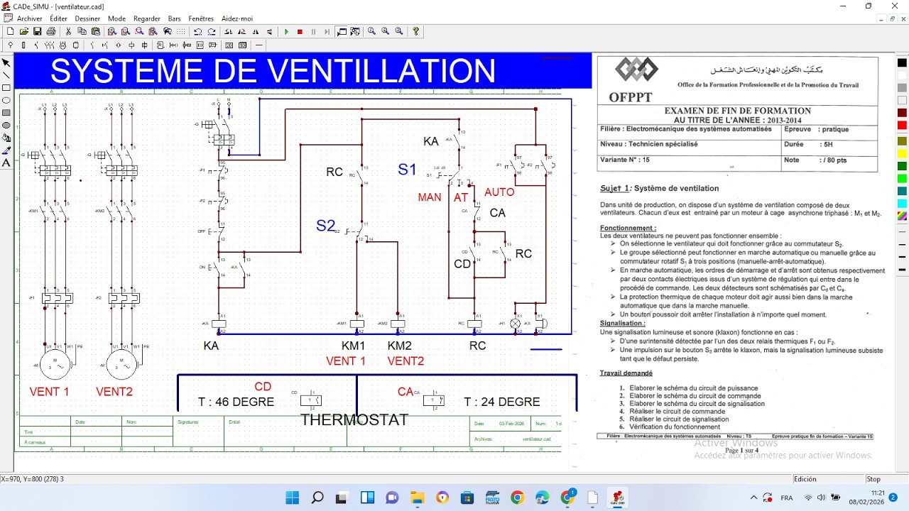 CORRECTION EXAMEN FIN FORMATION OFPPT  - SYSTEME VENYTILATION