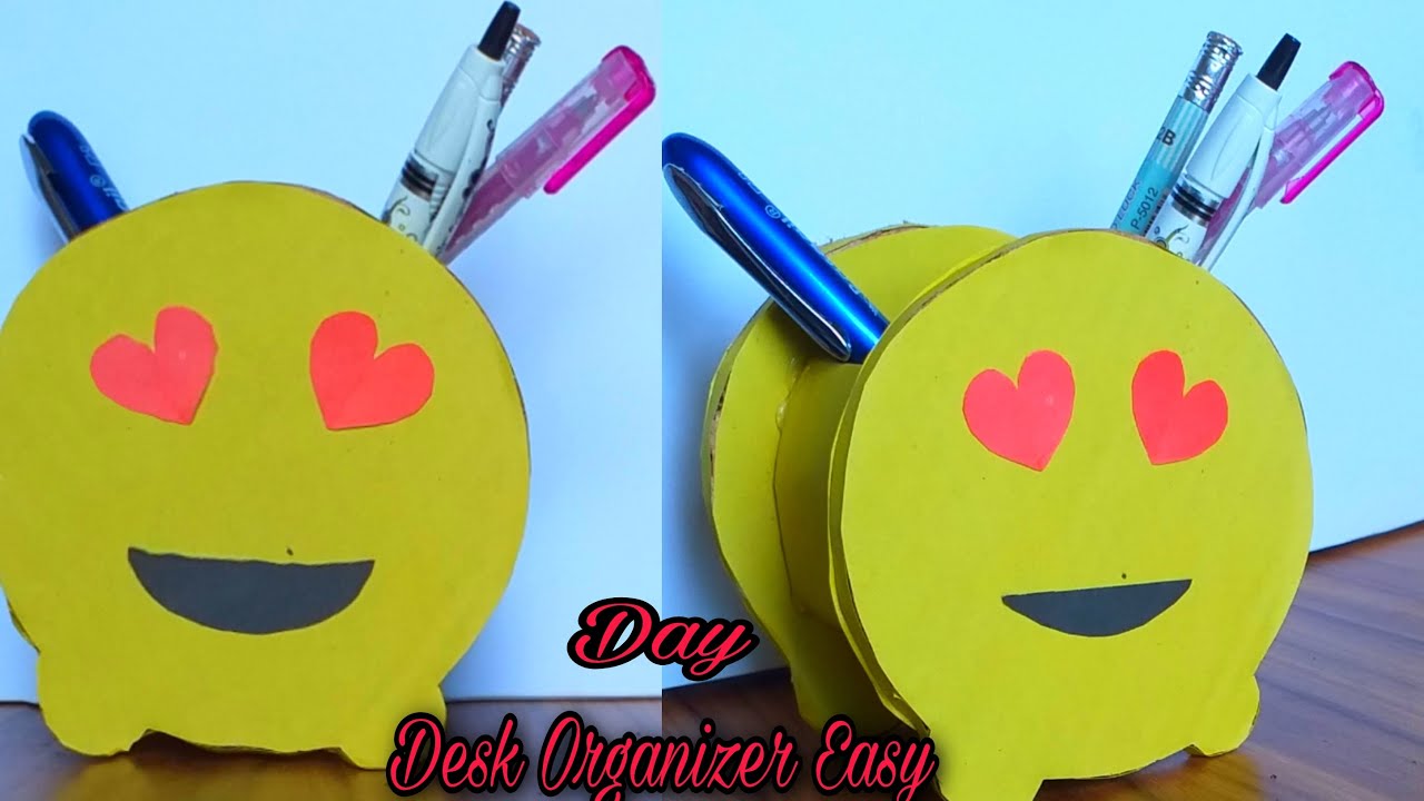 Diy Desk Organizer Easy || How to make paper Pen Stand? || Hater kaj (হাতের কাজ) || Unknown Craft.