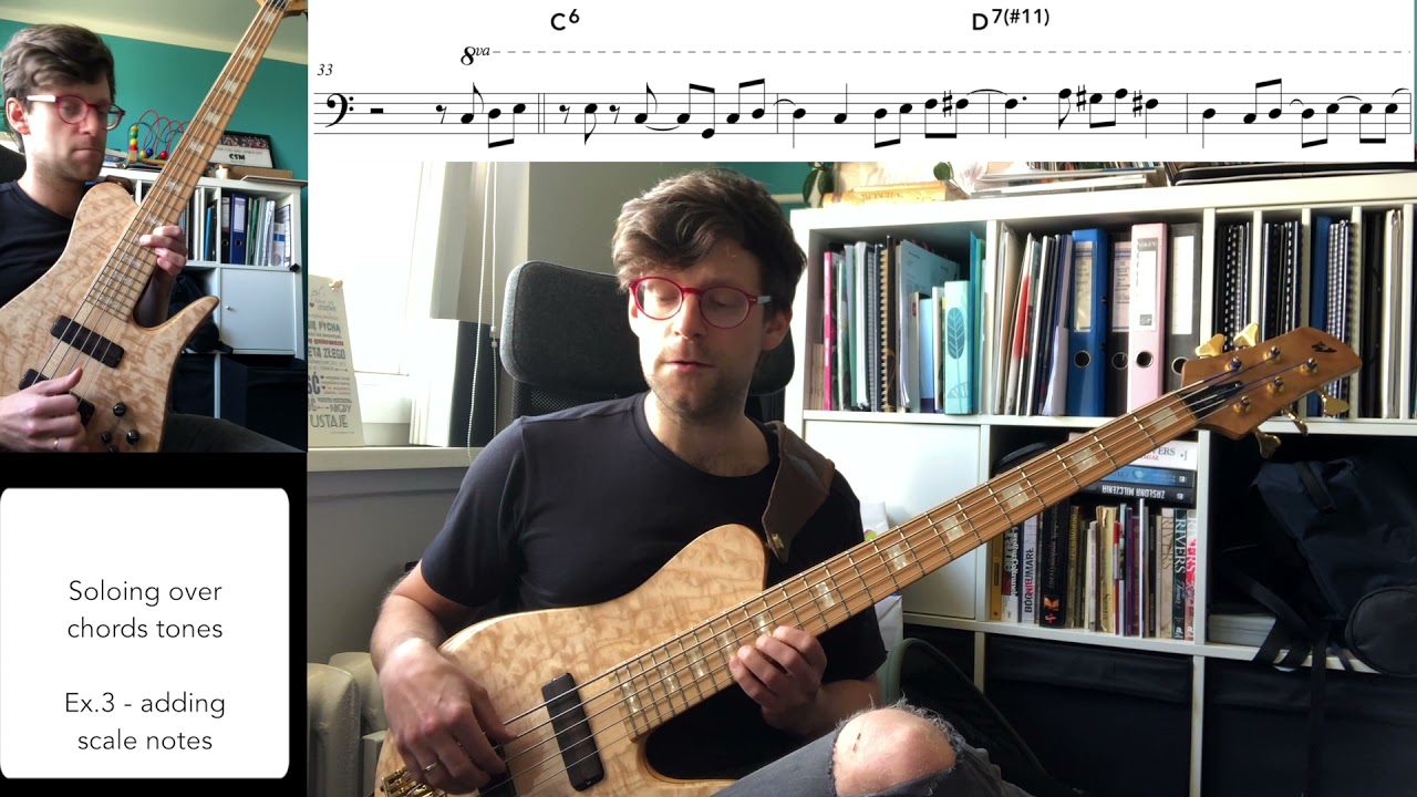 Soloing over chords tones 1/2 - NOTES/TAB - Steve Billman Bass Quick Tip  - [CHORD NOTES EXERCISE]