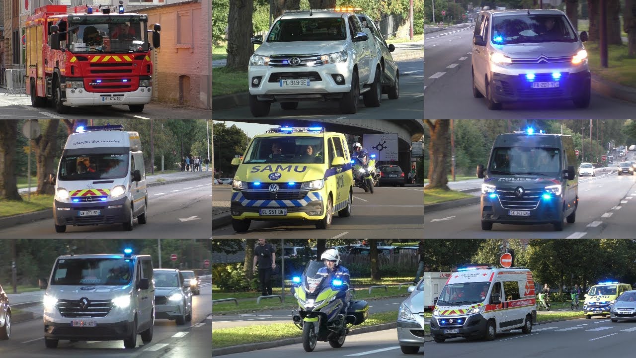 [Escort] Pompiers, VSAV, ASSU, SAMU, Police Nationale, CRF et UNASS en urgence á Lille