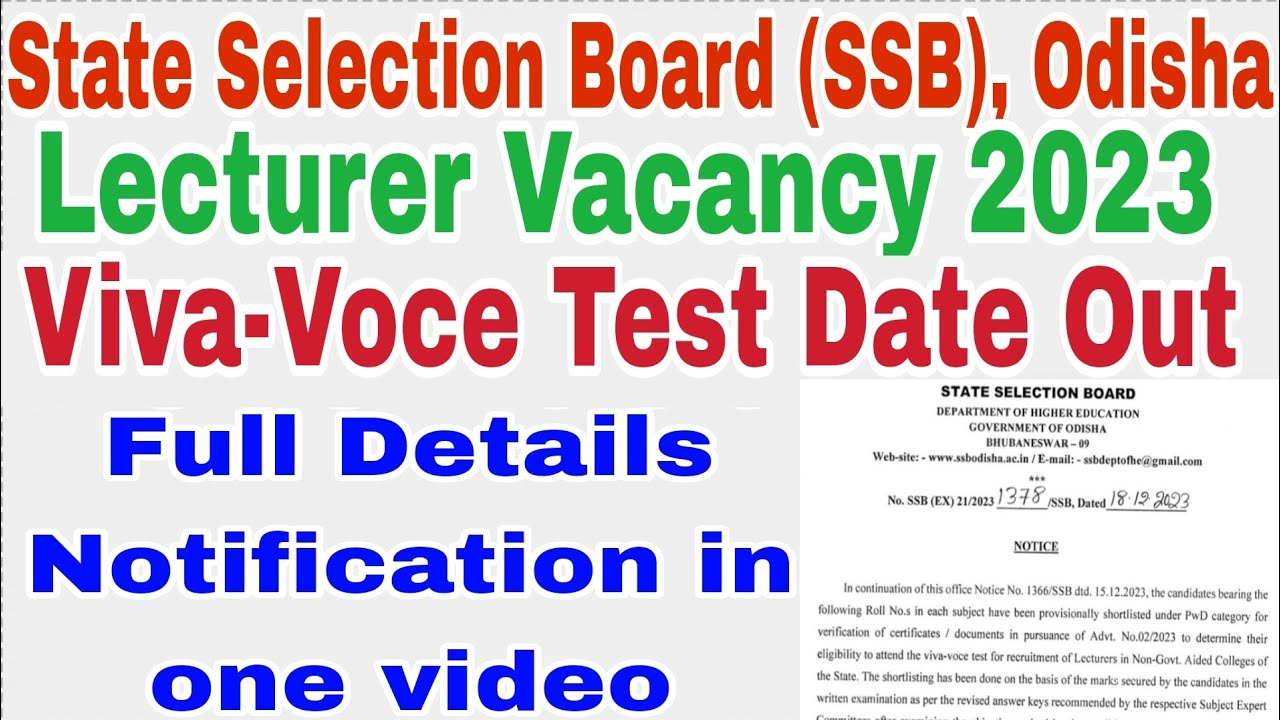 #SSB #Viva-Voce Test Date Out For Lectures Vecancy
