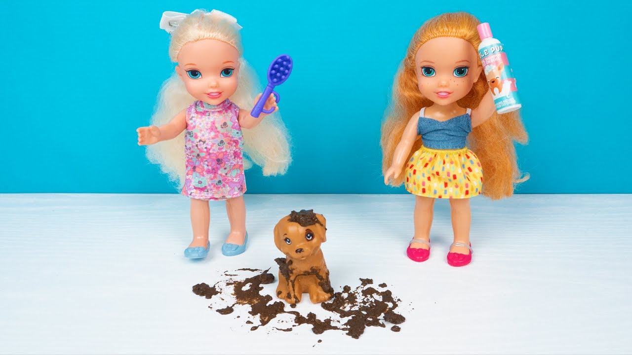 Elsa and Anna DOG SPA! 🐶 🐾 Give dirty puppy a wash🛁