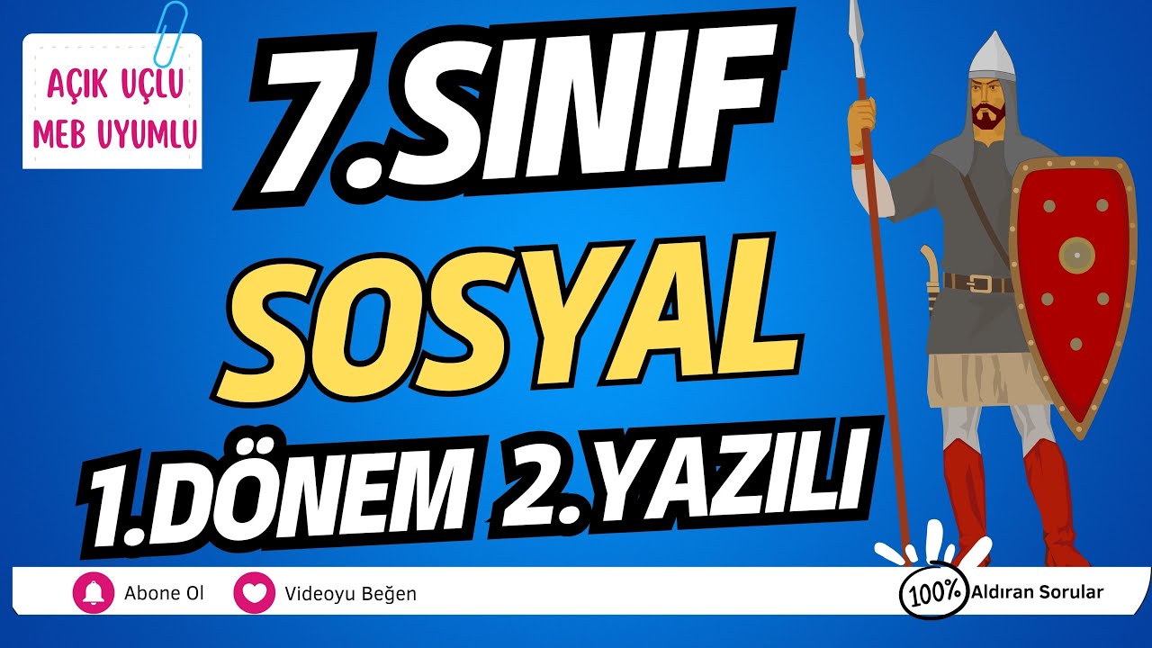 7. Sınıf SOSYAL BİLGİLER 1. Dönem 2. Yazılı