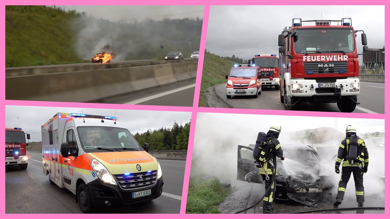 [PKW-BRAND AUF A8] - Feuerwehr Heimsheim & Pforzheim im Einsatz - [E]