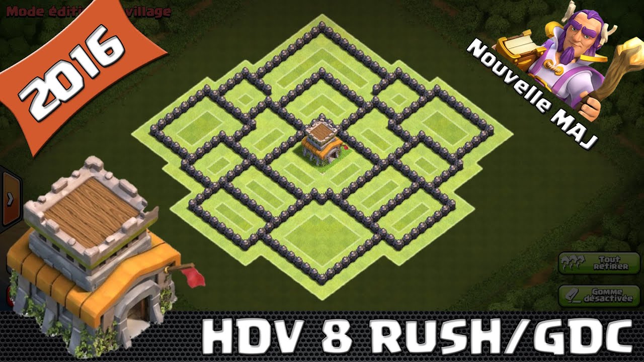 Clash Of Clans, Village HDV 8 Rush/GDC ! Nouvelle Maj ! New Hero ! 2016 SpeedBuilding