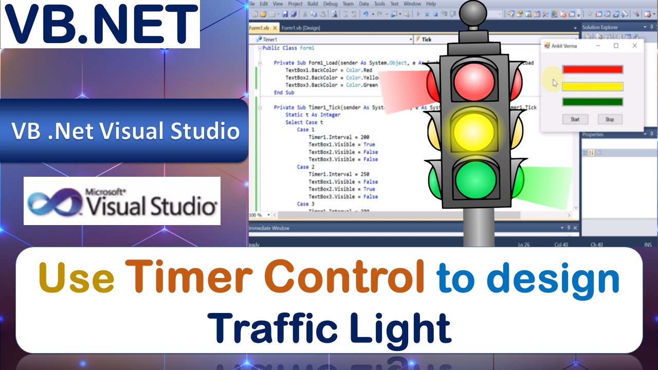L56 | Windows Application to design Traffic Light using Timer Control | VB.Net (Download Code)