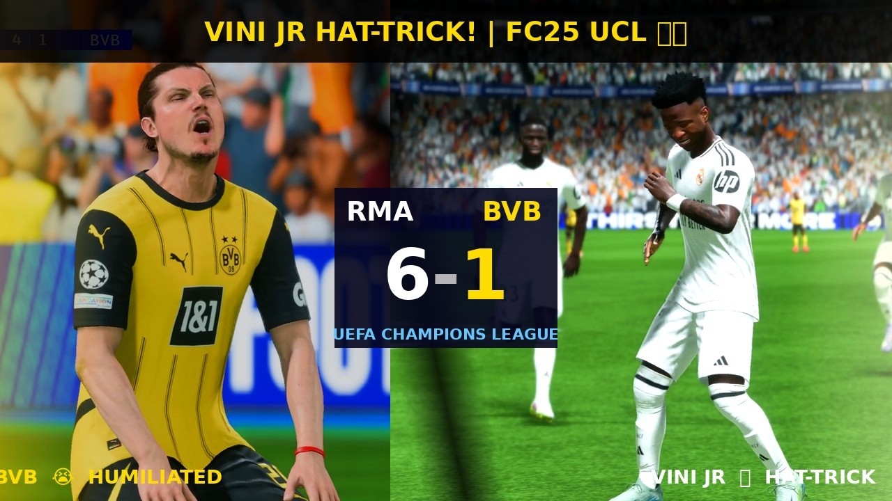 VINI JR HAT-TRICK! Real Madrid 6-1 Dortmund | FC25 Champions League 🔥🎩