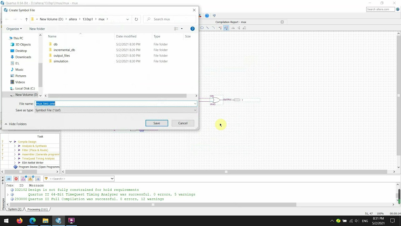 How to construct a 4-bit Multiplexer using Quartus Tool