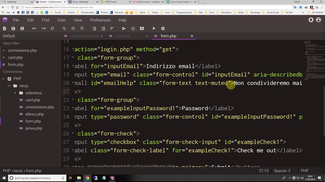PHP: ricezione dei dati da un form