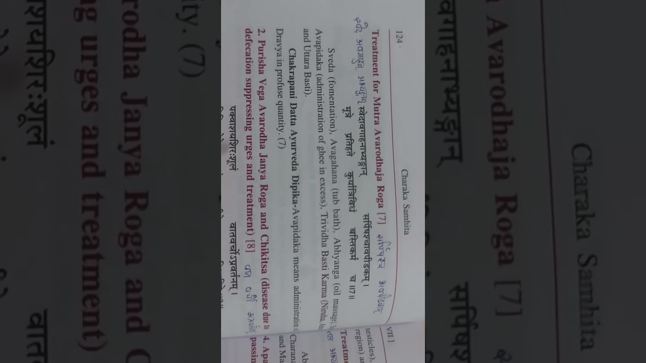 Charak ch.7 adharniya Vega Mutra and purisha 