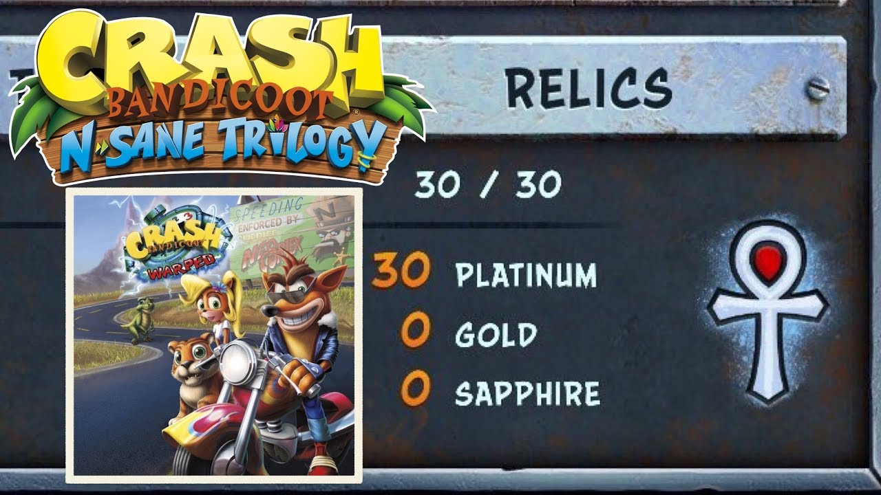 Crash N. Sane Trilogy: Crash 3 - ALL 30 PLATINUM RELICS