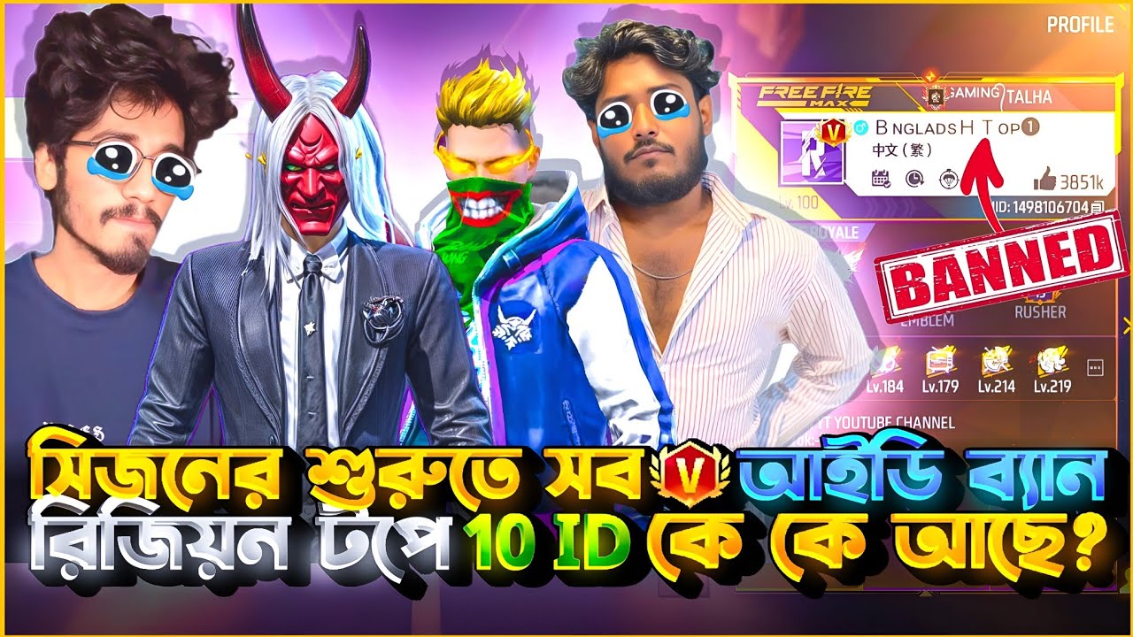 সিজনের শুরুতেই Grandmaster region এর সব V Badge Id Banned😱 Region Top 10 Id🔥কে কে আছে?