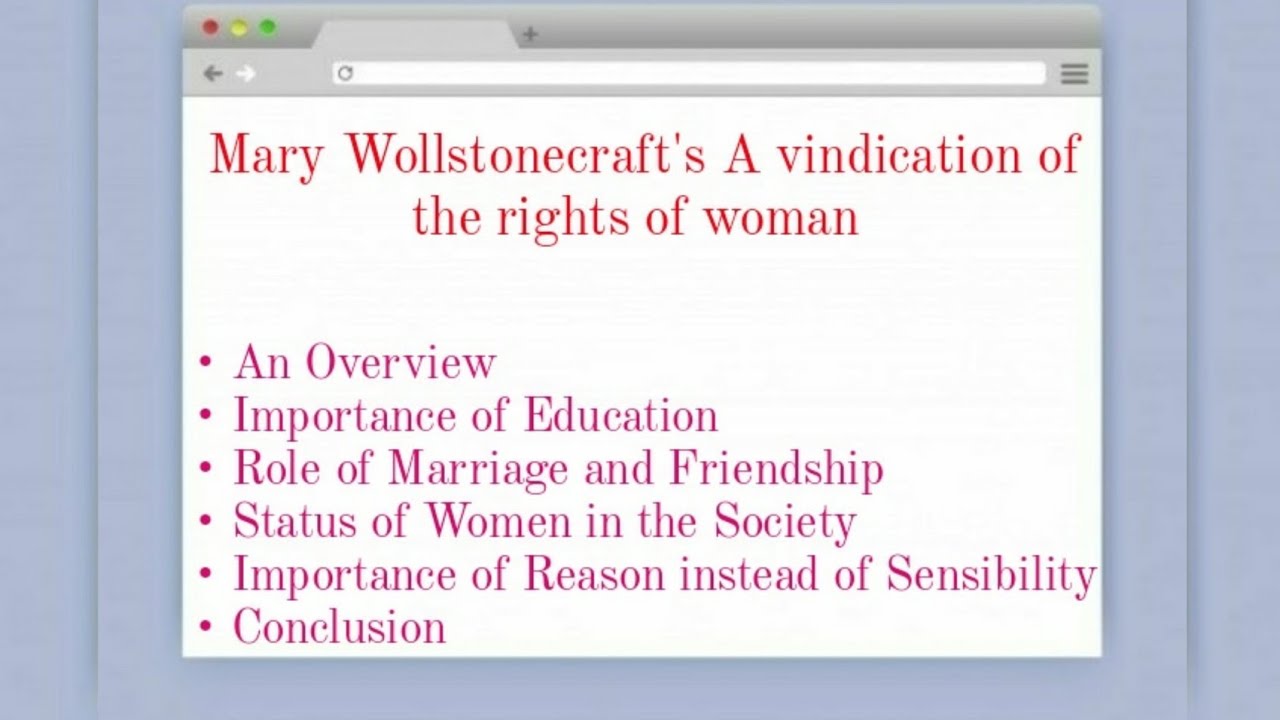 A Vindication of the Rights of Woman, Essay by Mary Wollstonecraft | Complete Study With Key Notes