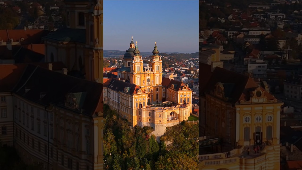 Melk Abbey in Wachau 🚁⛪️🇦🇹 #drone #cinematic #wachau #church #shorts #Austria #dji #djimini4pro
