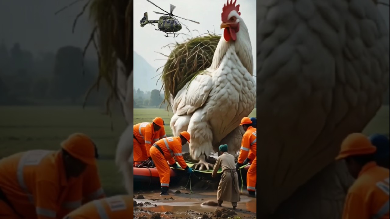 The Rescue ⛑️ Team Uses Helicopter 🚁 to Save a Trapped Chicken 🐔 | #shorts #viral #hen #trendings