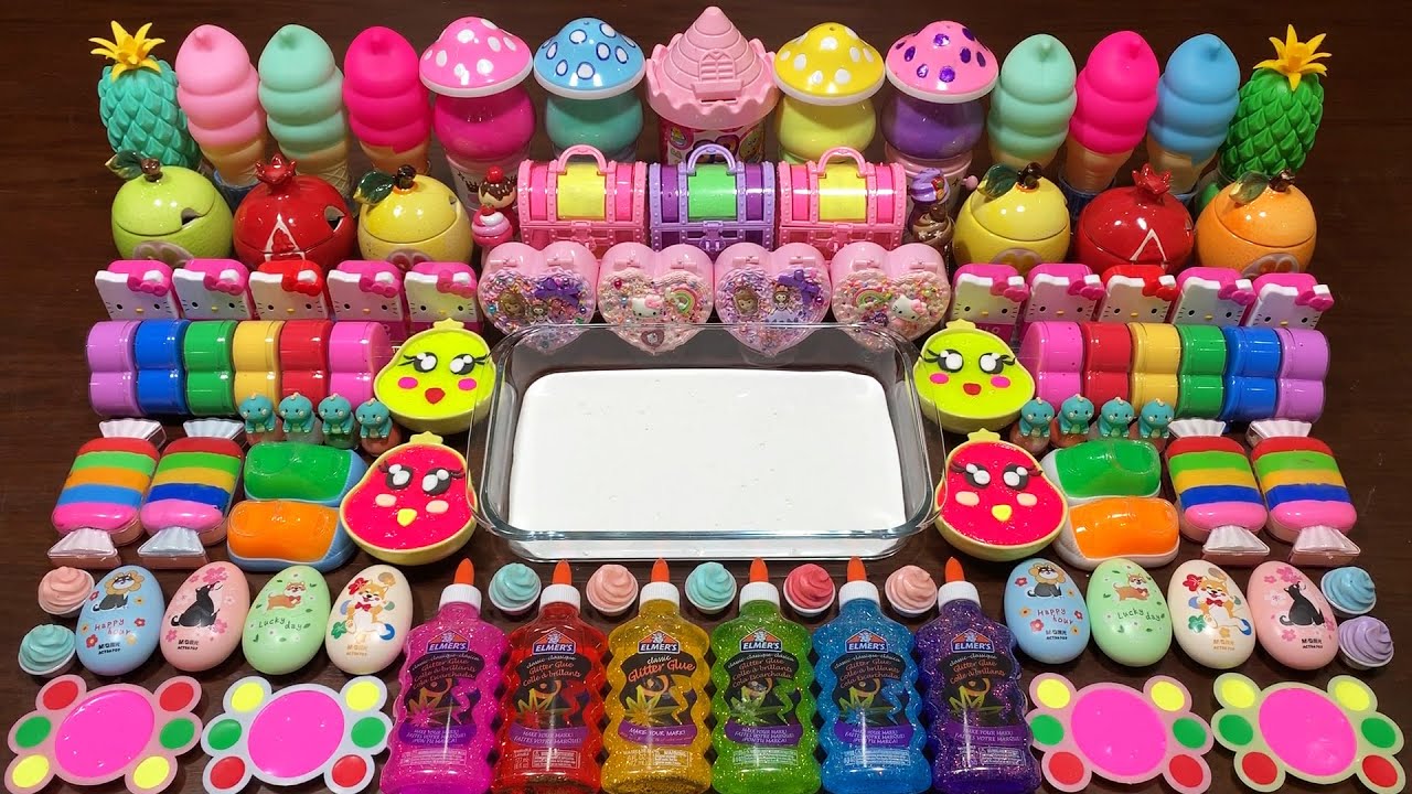 Mixing Makeup & Rainbow Glue and More Into GLOSSY Slime ! Satisfying Slime Videos #1399