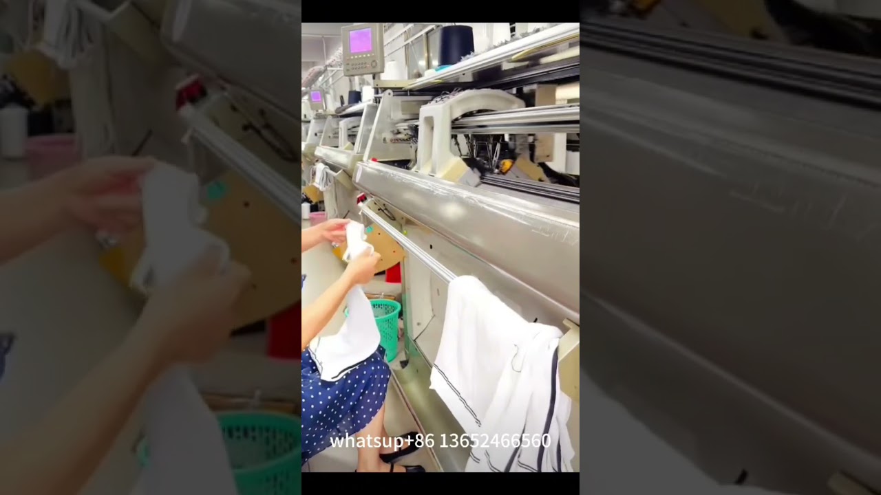 Flat knitting machine room.
