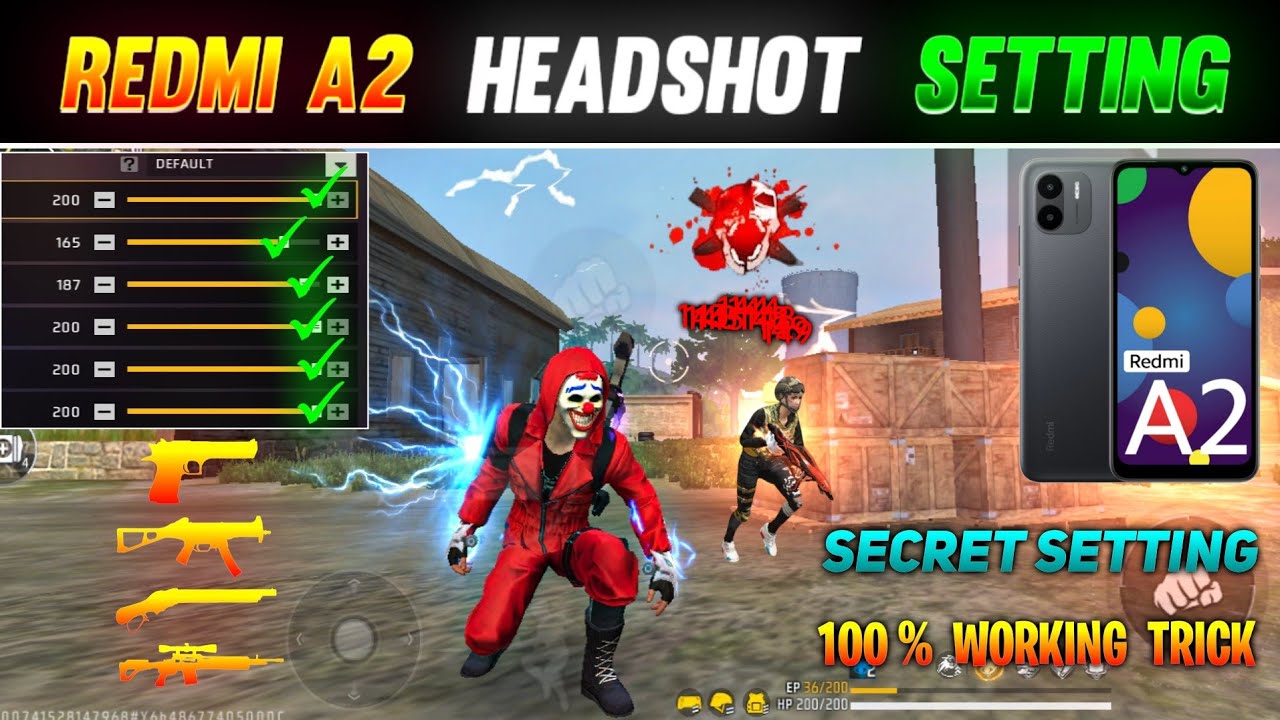 Free Fire Headshot Setting ✅ | Redmi A2 Sensitivity Setting 🎯 Dpi For Redmi Mobile 📲 FF Max 🔥