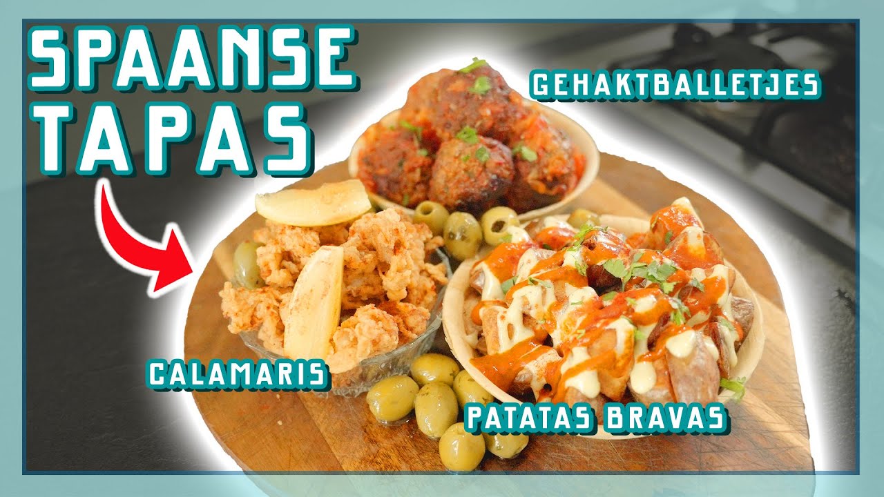 SPAANSE TAPAS! GEHAKTBALLETJES, PATATAS BRAVAS EN CALAMARIS! | EtenmetNick | How to