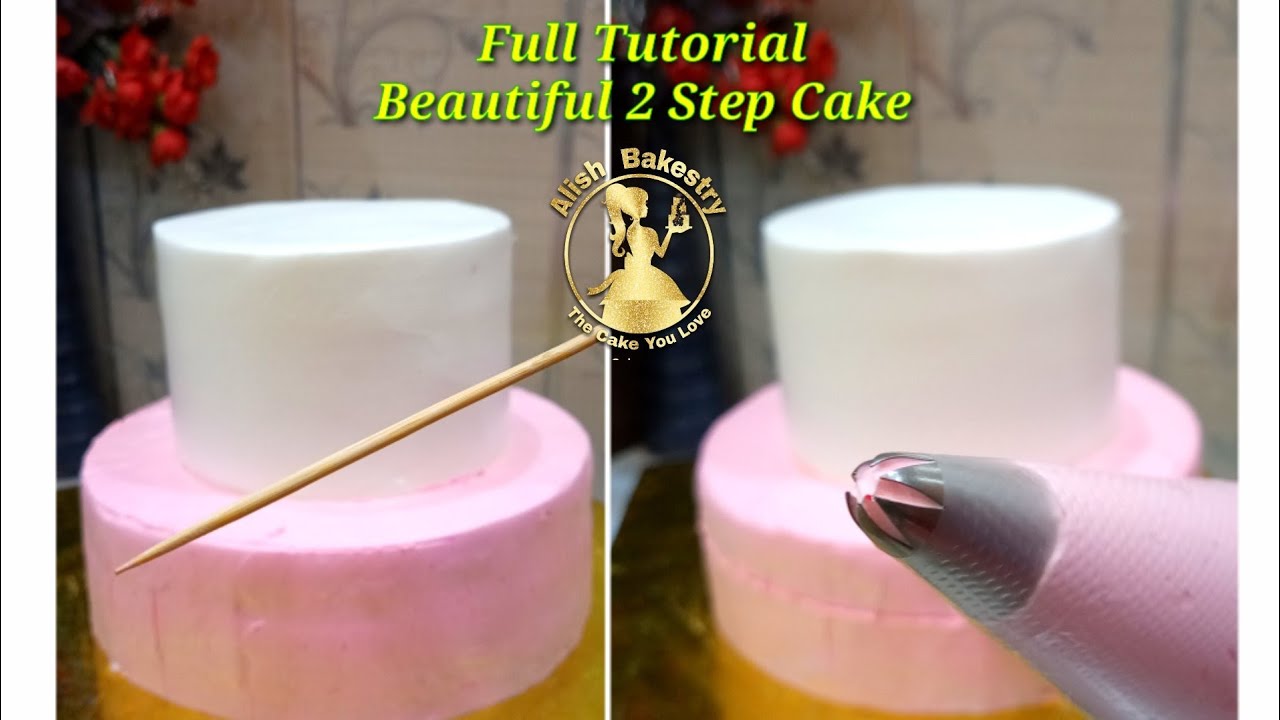 BEAUTIFUL 2 Tier Cake Decorating / Baby Pink 2 Step satisfied Cake decorating Ideas